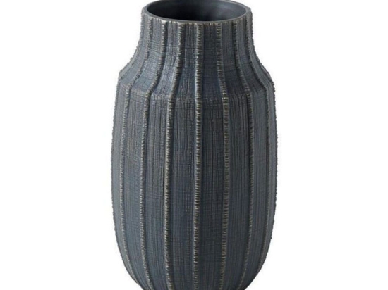 Βάζο Ραβδωτό Μεγάλο NFU237 29,5cm Black Espiel Κεραμικό