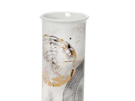 Βάζο Διακοσμητικό ''Moonlight'' 20cm White-Gold ARA114K2 Espiel Κεραμικό