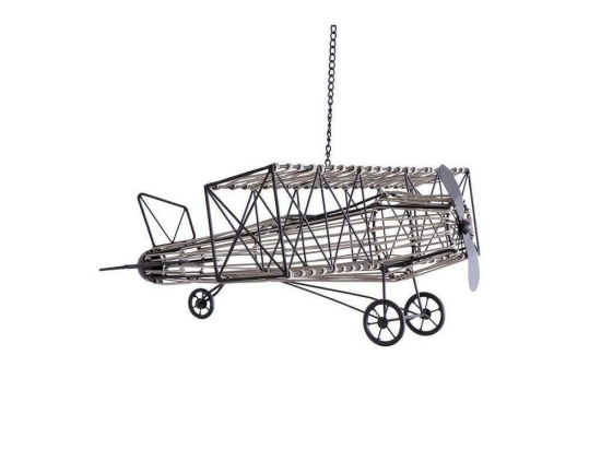 Διακοσμητικό Αεροπλάνο Με Αλυσίδα 58cm Black JUF205 Espiel Μέταλλο