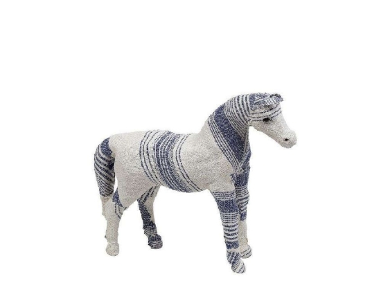 Διακοσμητικό Άλογο 18cm White-Blue LID307 Espiel Ύφασμα