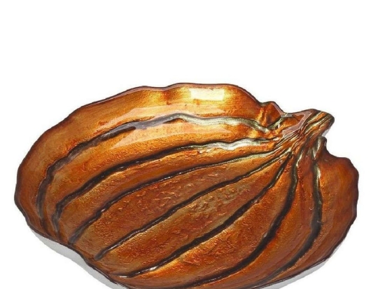 Πιατέλα Διακοσμητική Pumpkin AD1707 32,5x32,5x3cm Orange-Silver Espiel Γυαλί
