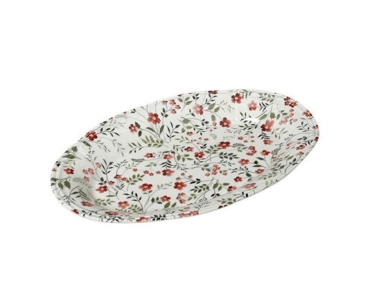 Πιατέλα Blossom Οβάλ Rpl208K6 22Χ14cm White-Red Espiel Κεραμικό