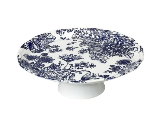 Πιατέλα Κεραμική English Blue Με Πόδι Rpn204K1 Φ33cm White-Blue Espiel Κεραμικό