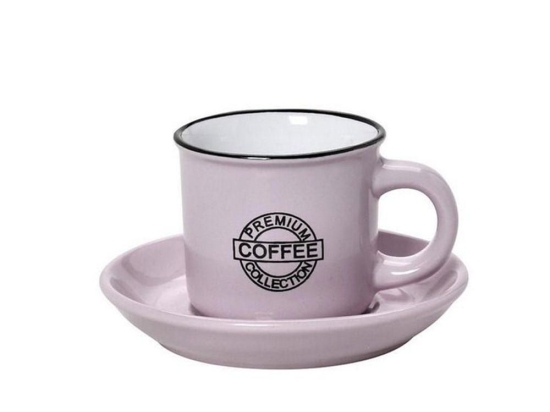 Φλυτζάνι & Πιάτο Σετ 6 τμχ Coffee Espresso 90mlHun305K12 Φ6,3cm Pink Espiel Κεραμικό