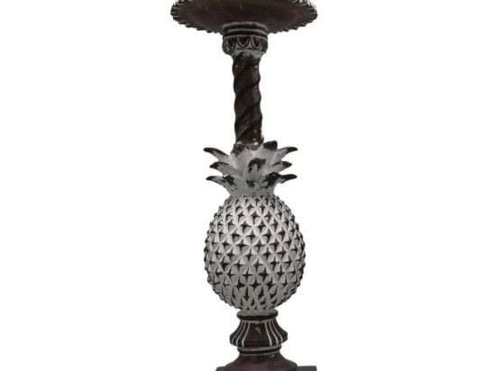 Κηροπήγιο Με Σχέδιο Ανανά FIG204 10,8x10,8x31cm Brown Espiel Πολυρεσίνη