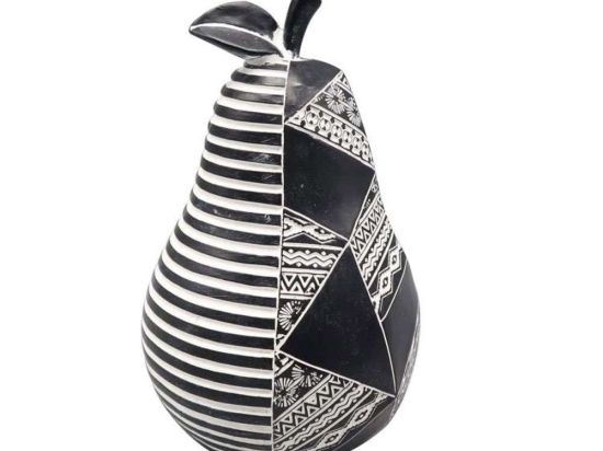 Διακοσμητικό Αχλάδι FIG208 10x10x16cm White-Black Espiel Πολυρεσίνη