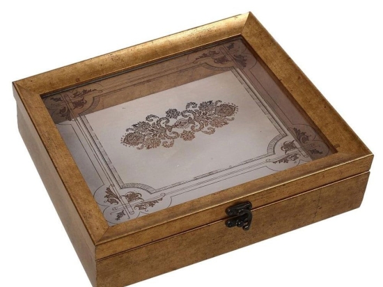 Διακοσμητικό Κουτί Με Καπάκι MAF222 30x26x6cm Gold Espiel Πολυρεσίνη