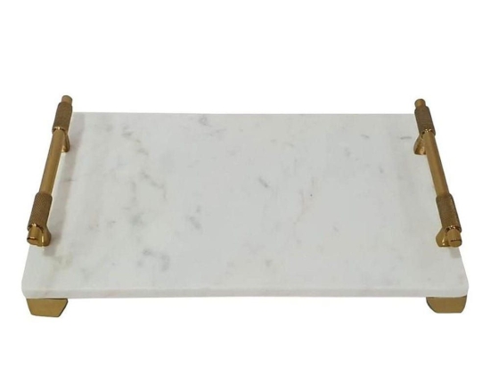 Δίσκος Σερβιρίσματος Με Λαβές GET404 48x25x8cm White Espiel Μάρμαρο