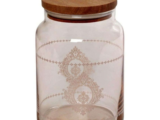 Βάζο Αποθήκευσης Με Καπάκι Helen RAB605 890ml Φ10x14,5cm Somon Espiel Ξύλο,Γυαλί