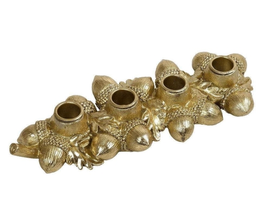 Κηροπήγιο Με Βελανίδια 4 Θέσεων MT2623K2 29x11,5x4,5cm Gold Espiel
