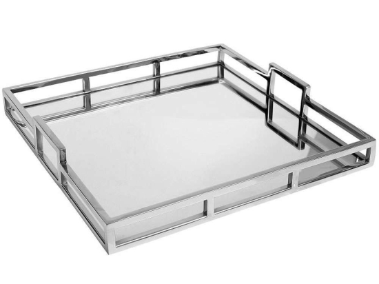 Διακοσμητικός Δίσκος Με Καθρέπτη MR19312 40x40cm Silver Espiel Ατσάλι,Γυαλί