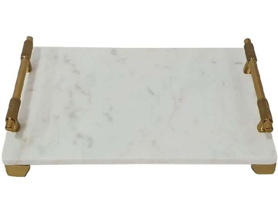 Δίσκος Σερβιρίσματος GET405 38x23x8cm White-Gold Espiel Μέταλλο,Μάρμαρο