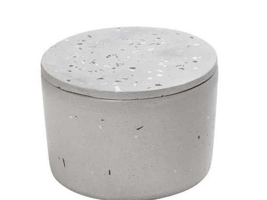 Δοχείο Με Καπάκι TZG111 10x10x9cm Light Grey Espiel Τσιμέντο