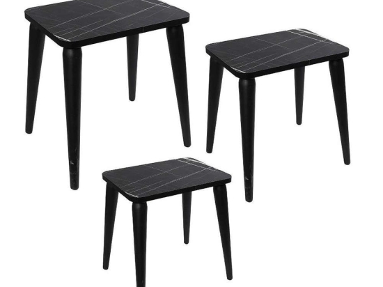Τραπεζάκια Ζιγκόν (Σετ 3Τμχ) SOY106 60/45/30cm Black Espiel