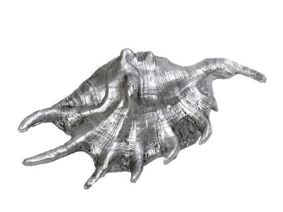 Διακοσμητικό Κοχύλι MT2722K2 15x7,5x4,5cm Silver Espiel Πολυρεσίνη