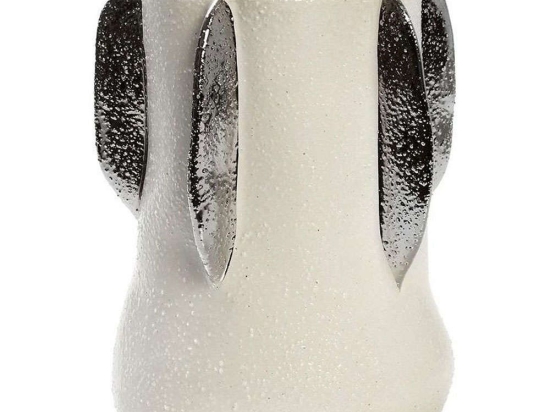 Βάζο Κεραμικό Φύλλα NIX104 15,8x15,8x20,3cm White-Silver Espiel Κεραμικό
