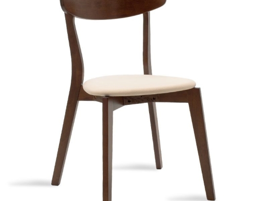 Καρέκλα Toto pakoworld μπεζ ύφασμα-rubberwood καρυδί πόδι Σετ 2 Τεμαχίων