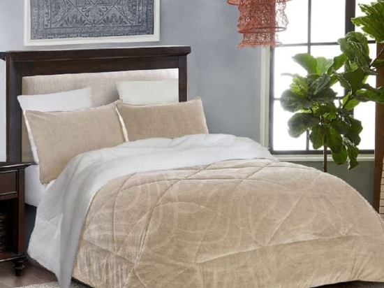 Isadore Lorraine Κουβερτοπάπλωμα με γέμιση 450 gsm Super Soft Υπέρδιπλο 220×240 Flannel-Sherpa Μπεζ