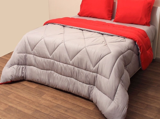 Πάπλωμα Δίχρωμο Filling Κόκκινο-Γκρί Viopros Μονό 160x240cm Microfiber