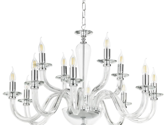 Φωτιστικό Οροφής LP Ravel/12L-Trasp-Cromo Silver Ondaluce Γυαλί
