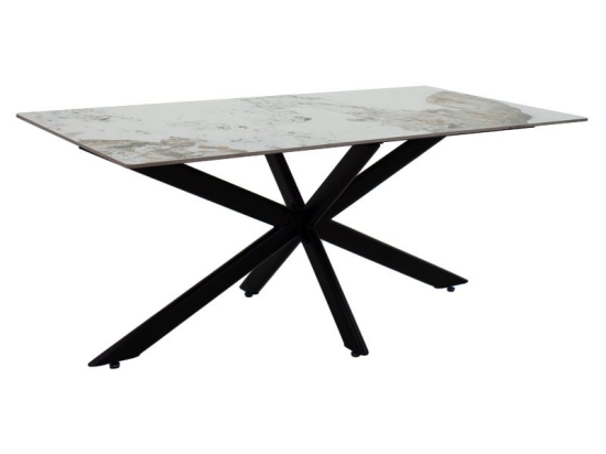 Τραπέζι Bethan pakoworld sintered stone λευκό μαρμάρου-μαύρο 180x90x75εκ