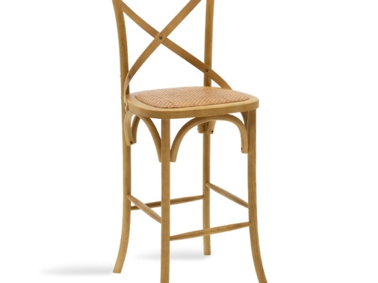 Σκαμπό μπαρ Reid pakoworld ξύλο sonoma-έδρα καφέ rattan