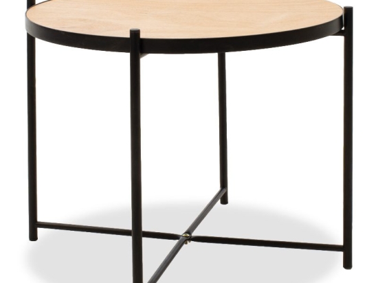 Τραπέζι σαλονιού Siri pakoworld μαύρο-φυσικό 60x60x48εκ