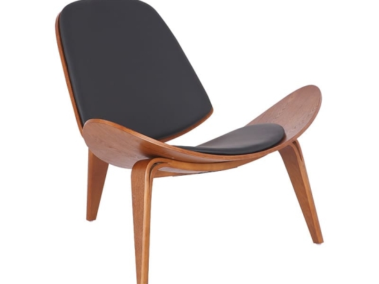 Πολυθρόνα Vilma pakoworld PU μαύρο- plywood καρυδί 90x73x75εκ