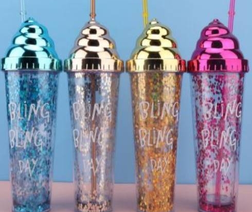 Κύπελλο Glitter με καπάκι παγωτού διπλής στρώσης
