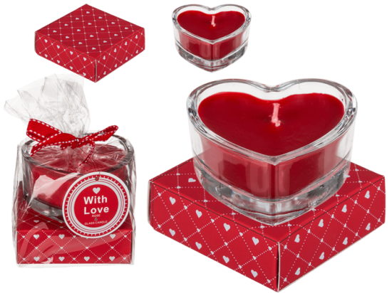 Candle in glass, heart shaped