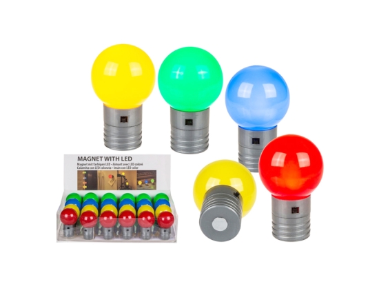 Χρωματιστός πλαστικός μαγνήτης μπάλα με LED, 4,5 cm