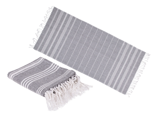 Λευκή γκρι πετσέτα Fouta  80 x 170 cm, 80% βαμβάκι  20% πολυεστέρας