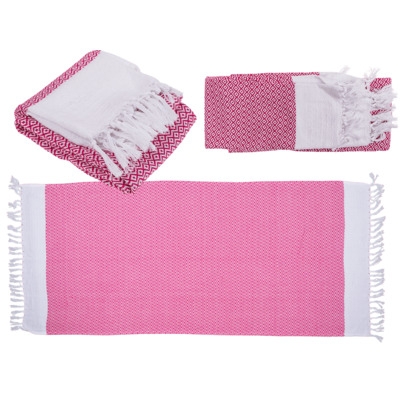 Ροζ λευκή premium πετσέτα Fouta 80 x 170 cm, 80% βαμβάκι &amp; 20% πολυεστέρας