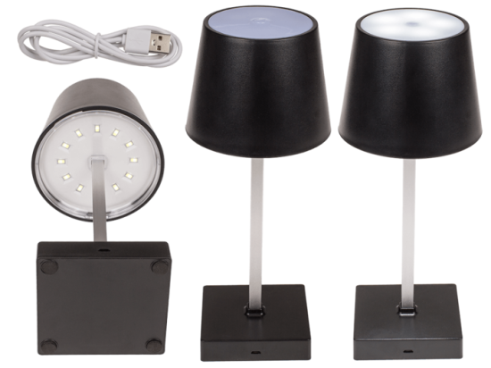 Black colored table lamp with LED,
ca. 26 x 10,5 cm