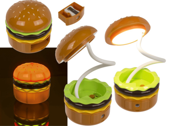 LED-Επιτραπέζιο φωτιστικό, burger, περ. 25 x 8 cm, μπαταρία 500 mAh, επαναφορτιζόμενη