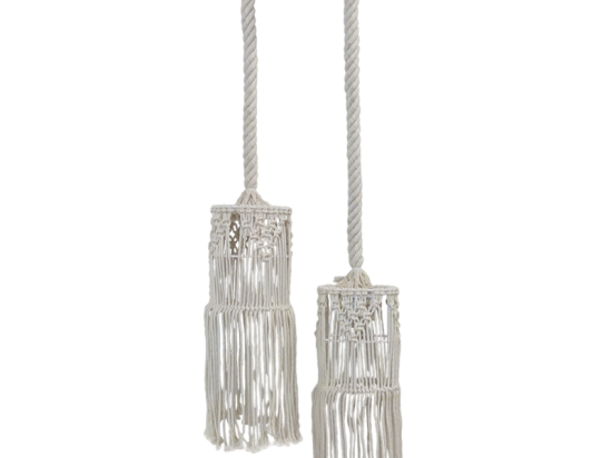 Φωτιστικό Οροφής Mac-01Pendel 2/L Macrame 31-1061 White Heronia Σχοινί, Πλαστικό