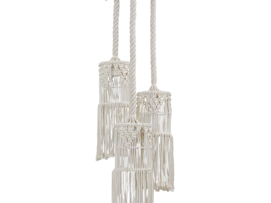 Φωτιστικό Οροφής Mac-01Pendel 3/L Macrame 31-1062 White Heronia Σχοινί, Πλαστικό