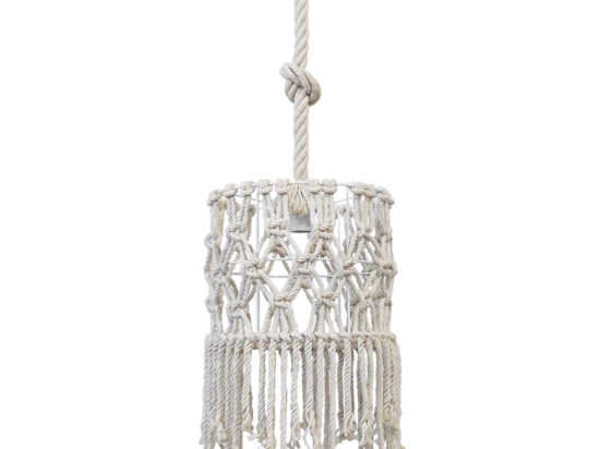 Φωτιστικό Οροφής Mac-02 Φ30 1/L Macrame 31-1064 White Heronia Σχοινί,Μέταλλο