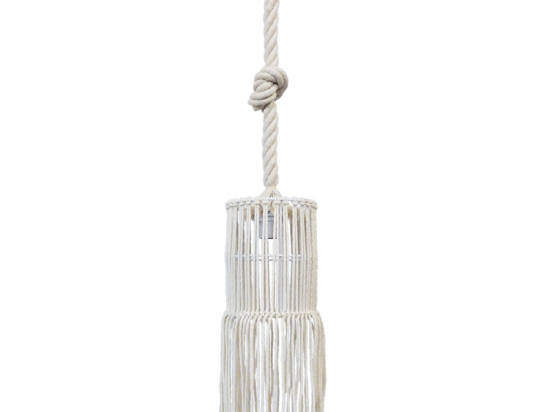 Φωτιστικό Οροφής Mac-03 Φ15 1/L Macrame 31-1065 White Heronia Σχοινί,Μέταλλο