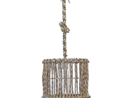 Φωτιστικό Οροφής Μix-30 1/L Rope Φ30 31-1114 White-Brown Heronia Σχοινί,Μέταλλο