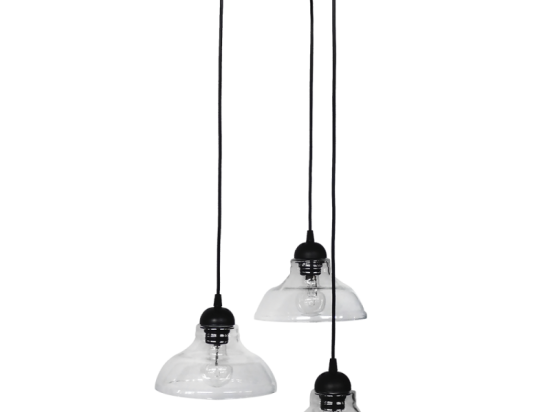 Φωτιστικό Οροφής GL-5060 Pendel 3/L BL-Transparante 02-0263 Heronia Μέταλλο,Γυαλί