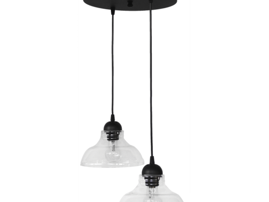 Φωτιστικό Οροφής GL-5060 Pendel 2/L BL-Transparante 02-0260 Heronia Μέταλλο,Γυαλί