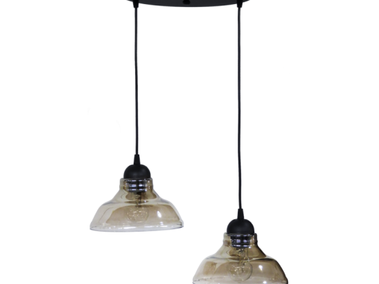 Φωτιστικό Οροφής GL-5060 Pendel 2/L BL-Fume 02-0259 Heronia Μέταλλο,Γυαλί