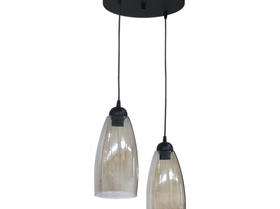 Φωτιστικό Οροφής GL-5050 Pendel 2/L BL-Fume 02-0280  Heronia Μέταλλο,Γυαλί