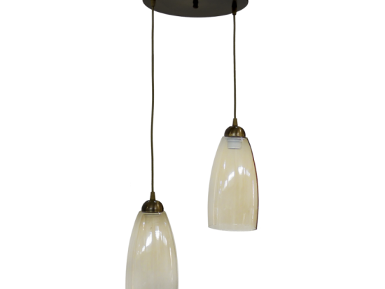 Φωτιστικό Οροφής GL-5050 Pendel 2/L Bronze-Honey 02-0279 Heronia Μέταλλο,Γυαλί