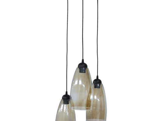 Φωτιστικό Οροφής GL-5050 Pendel 3/L BL-Fume 02-0283 Heronia Μέταλλο,Γυαλί