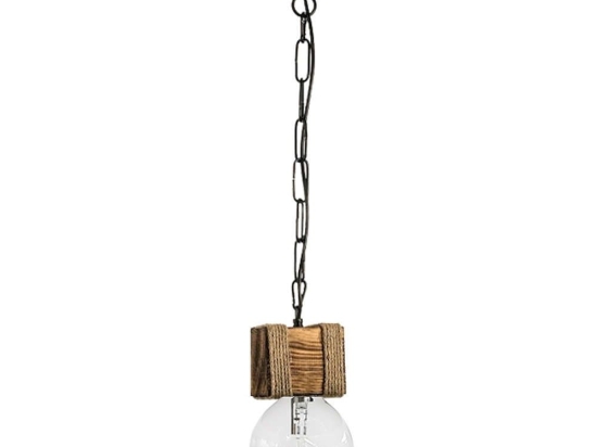 Φωτιστικό Οροφής Ut-8X8 Wood-Chain 31-1343 Χωνευτό Ντουί 1/Ε27 12x9x69cm Brown-Black Heronia