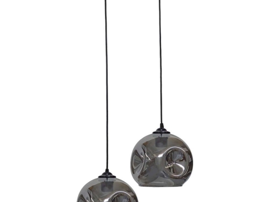 Φωτιστικό Οροφής Pop 02-0390 2/Ε27 Μπάλες Φ20cm Φ36x85cm Fume-Black Heronia Μέταλλο,Γυαλί