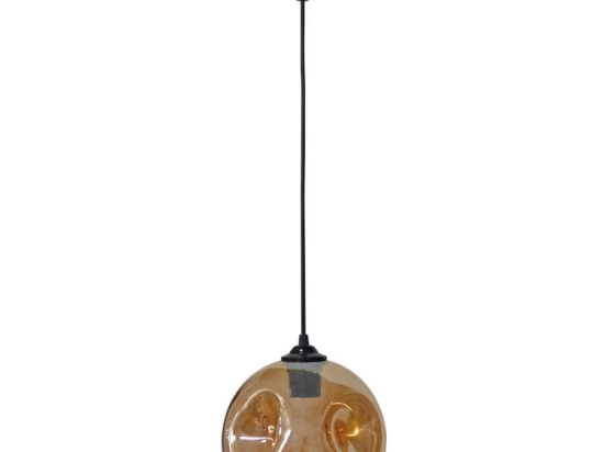 Φωτιστικό Οροφής Pop 02-0405 1/Ε27 Φ20x90cm Black-Honey Heronia Μέταλλο,Γυαλί