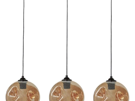 Φωτιστικό Οροφής - Ράγα Pop 02-0397 3/Ε27 Φ20x80x100cm Black-Honey Heronia Μέταλλο,Γυαλί